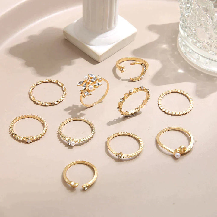 Pack of 10 Rings | Bohemian Silver and Gold Plated Rings