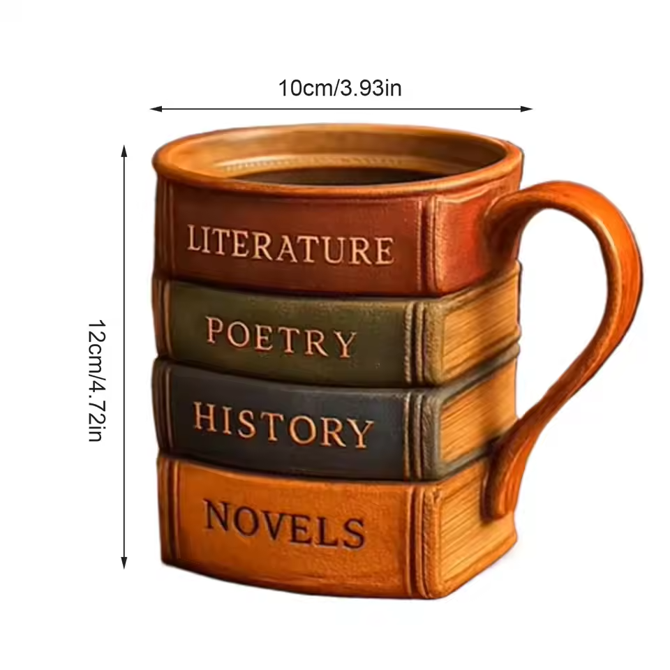BookLover’s Haven – Handmade 3D Library Coffee Mug