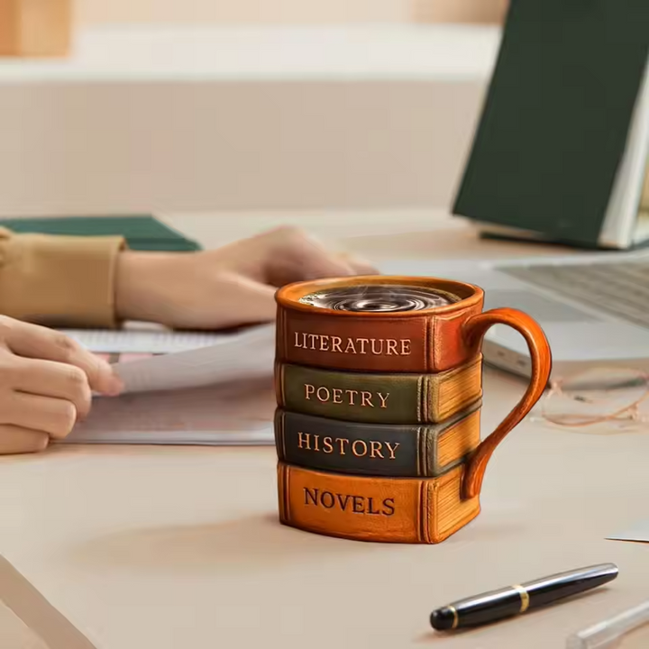 BookLover’s Haven – Handmade 3D Library Coffee Mug